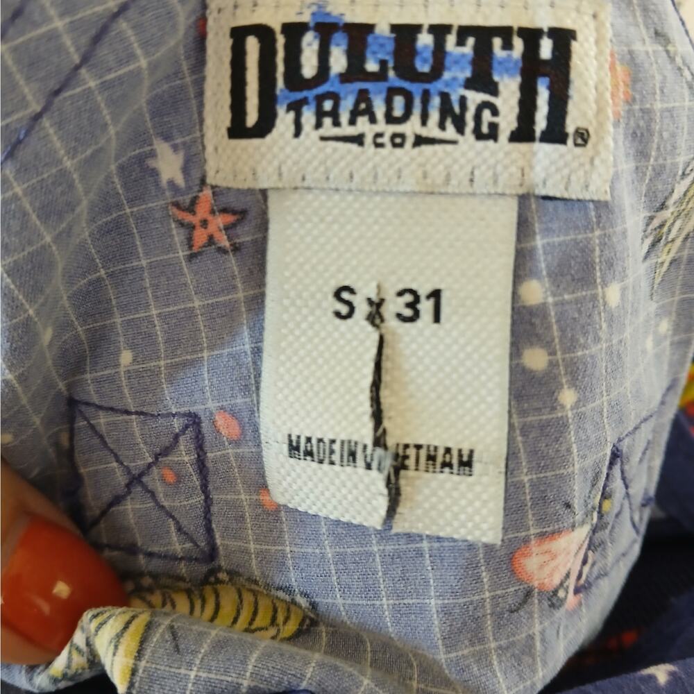 DULUTH TRADING Heirloom Gardening Bib Overalls Small 31 NWT Backyard Bugs - Picture 6 of 16